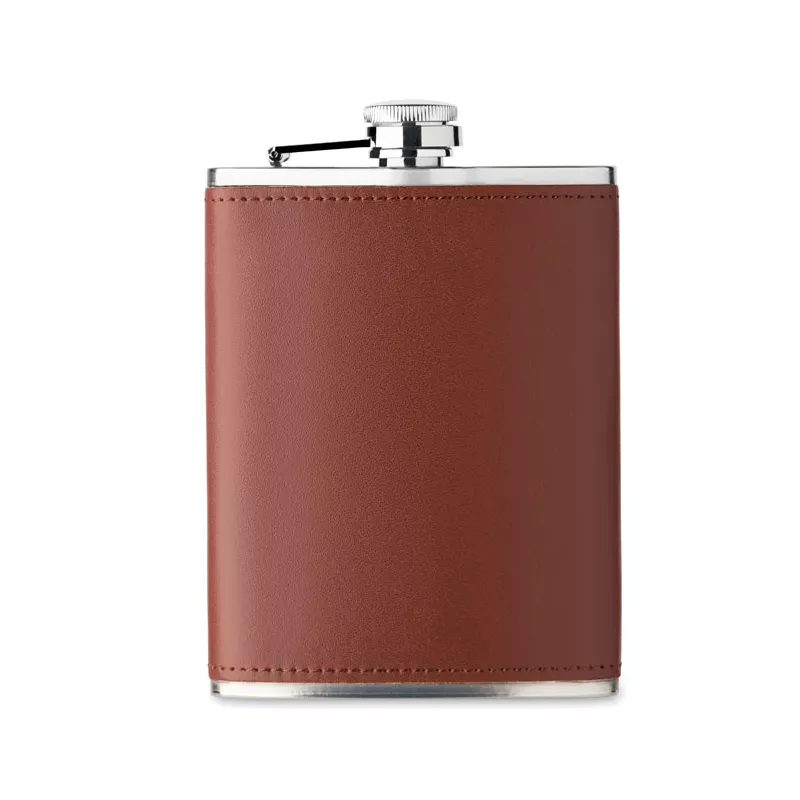Piersiówka stalowa 200 ml w etui SLIMMY - Brazowy (MO2629-01)