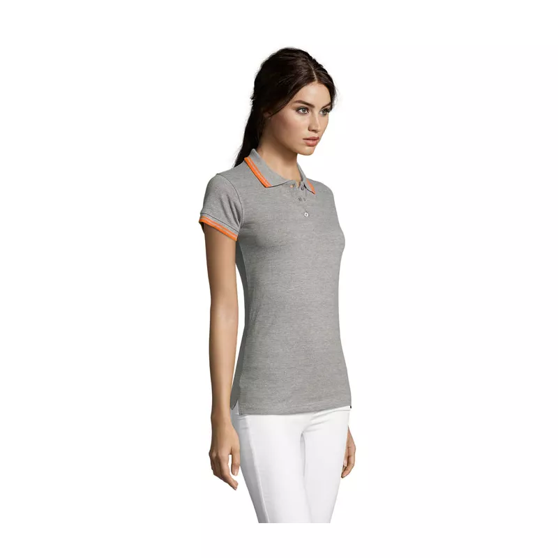 Polo damskie z piki 200 g/m² Sol's PASADENA WOMEN - Melanż Szary/pomarańczowy (S00578-MO)