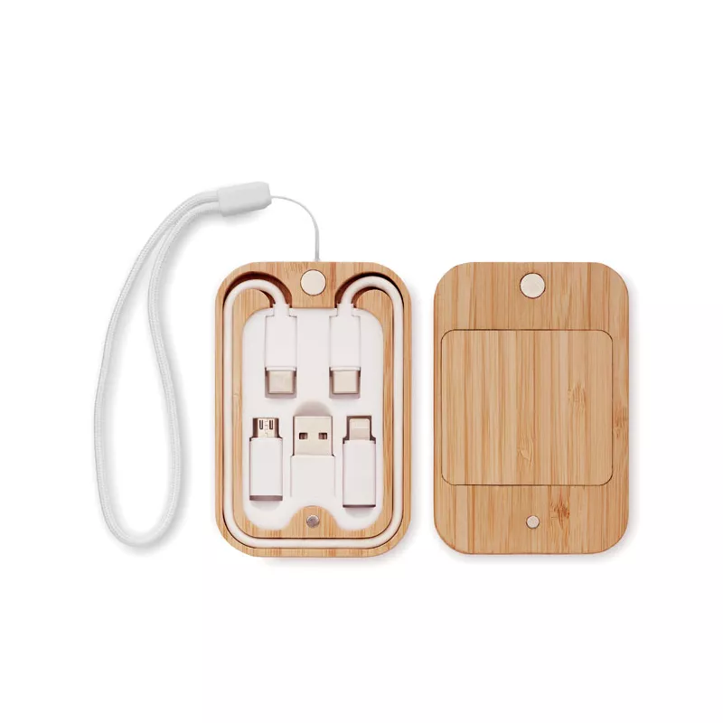 Ładowarka bezprzewodowa 15W z kablem 3 w 1 CHARGOO - Drewna (MO2450-40)