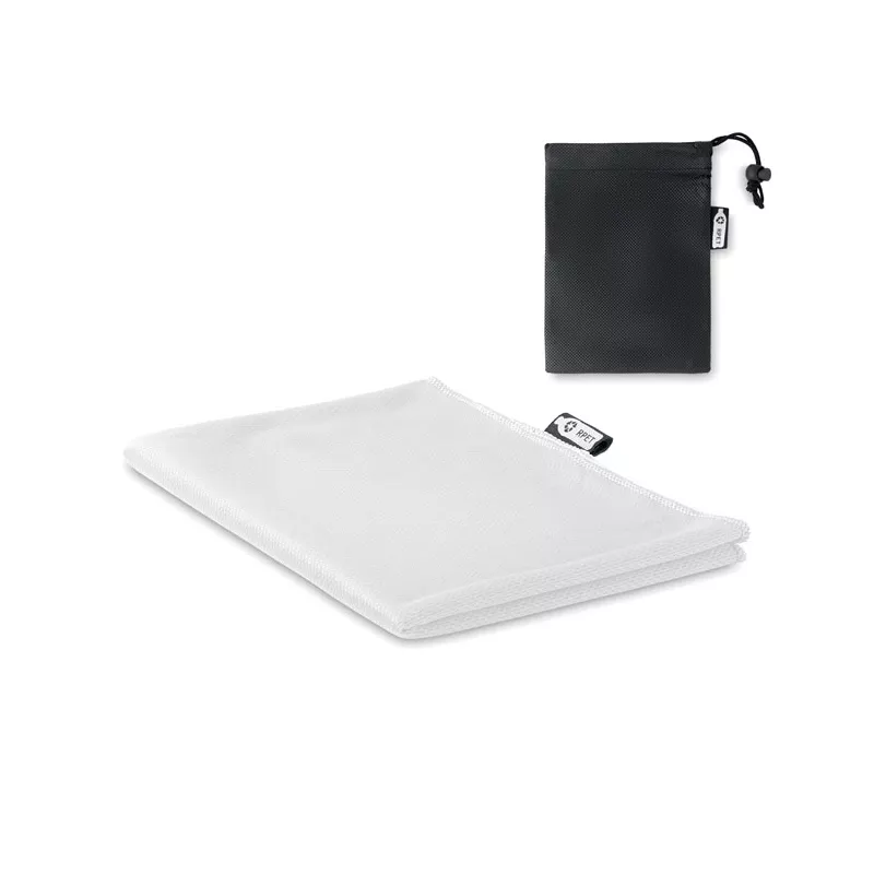 Ręcznik sportowy RPET z workiem 30x80 cm TUKO RPET - Bialy (MO9918-06)