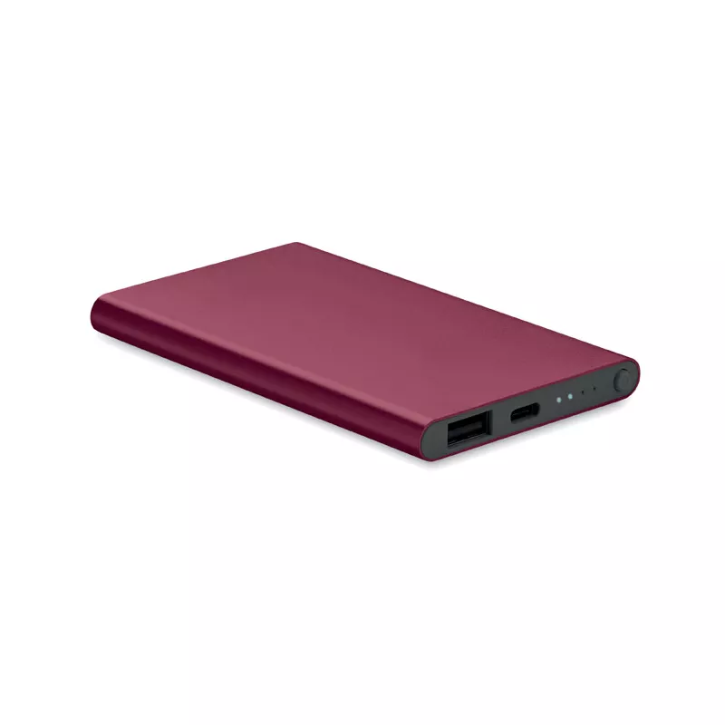 Powerbank płaski 4000 mAh aluminiowy POWERFLAT C - Burgund (MO6825-02)