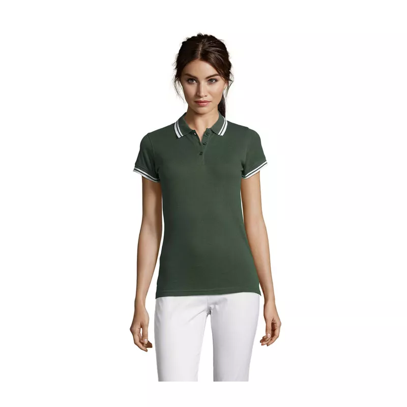 Polo damskie z piki 200 g/m² Sol's PASADENA WOMEN - Forest Green/White (S00578-FE)
