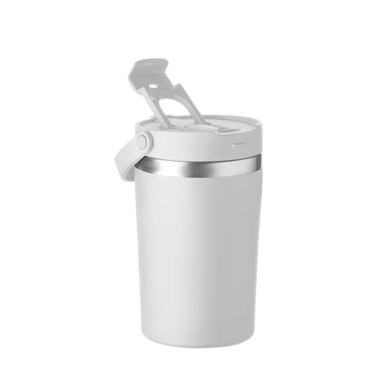 Kubek termiczny ze słomką i paskiem 350 ml COZYCUP - Bialy (MO2922-06)