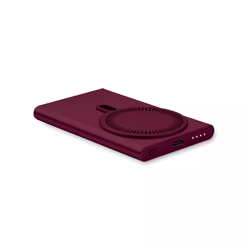 Powerbank magnetyczny 5000 mAh 15W z aluminium PAWTT - Burgund (MO2442-02)