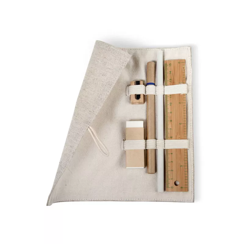 Zestaw biurkowy w etui z juty ECOSET - Bezowy (MO7755-13)