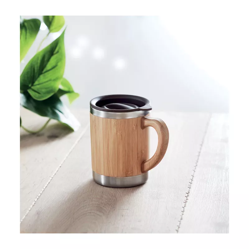 Kubek termiczny w bambusowej obudowie 300 ml MOKKA - Drewna (MO9689-40)