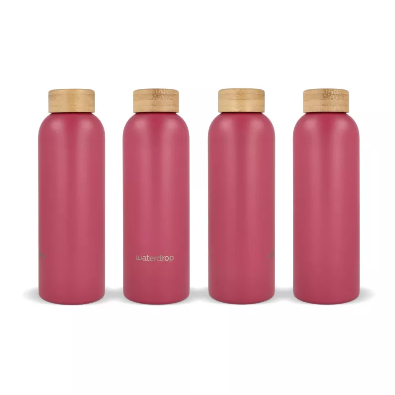 Butelka ze stali nierdzewnej Waterdrop z bambusową nakrętką 600 ml - ciemnoróżowy (LT47002-N0078)
