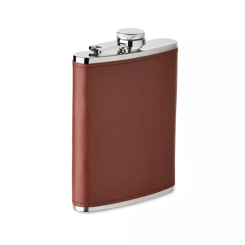 Piersiówka stalowa 200 ml w etui SLIMMY - Brazowy (MO2629-01)