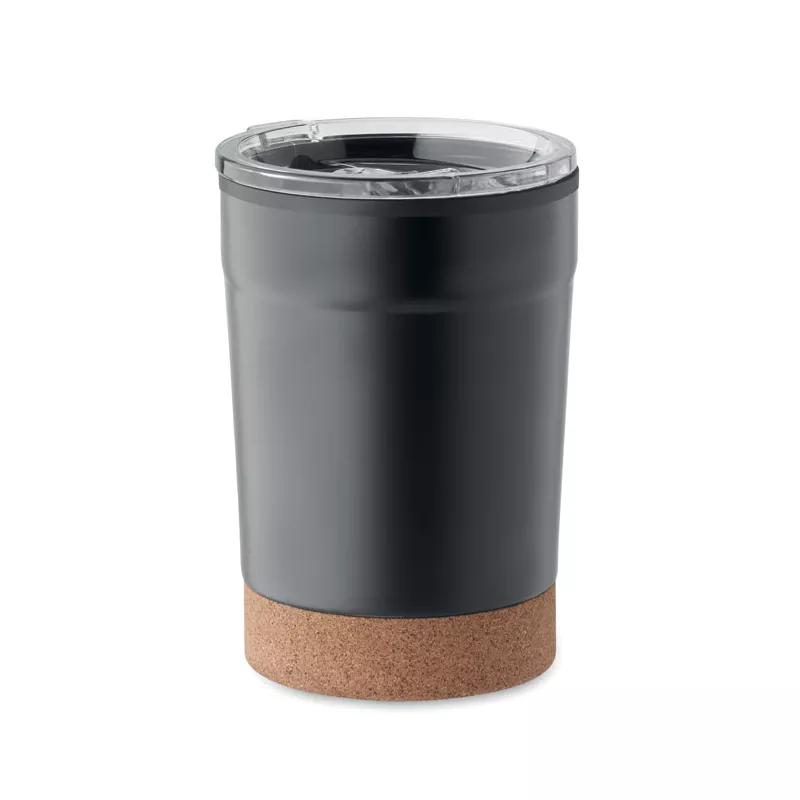 Kubek termiczny 300 ml z korkową podstawką NOMU - Czarny (MO2187-03)