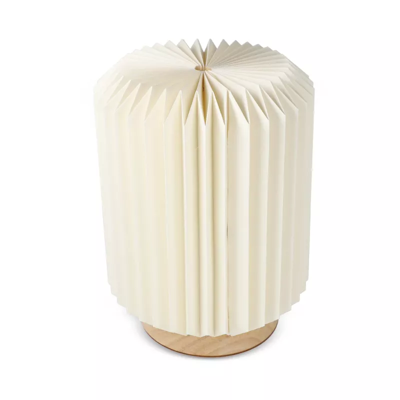Coollux składana papierowa lampa LED Aurora na drewnianej podstawie, 22 cm - naturalny-t (LT40725-N0094)