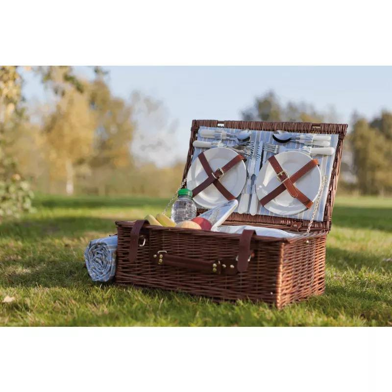 Kosz piknikowy MADISON PARK - beżowy, brązowy, niebieski (56-0604034)