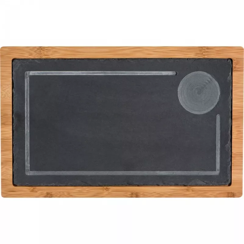 Taca bambusowa z łupkiem SERGIO - czarny (8055803)