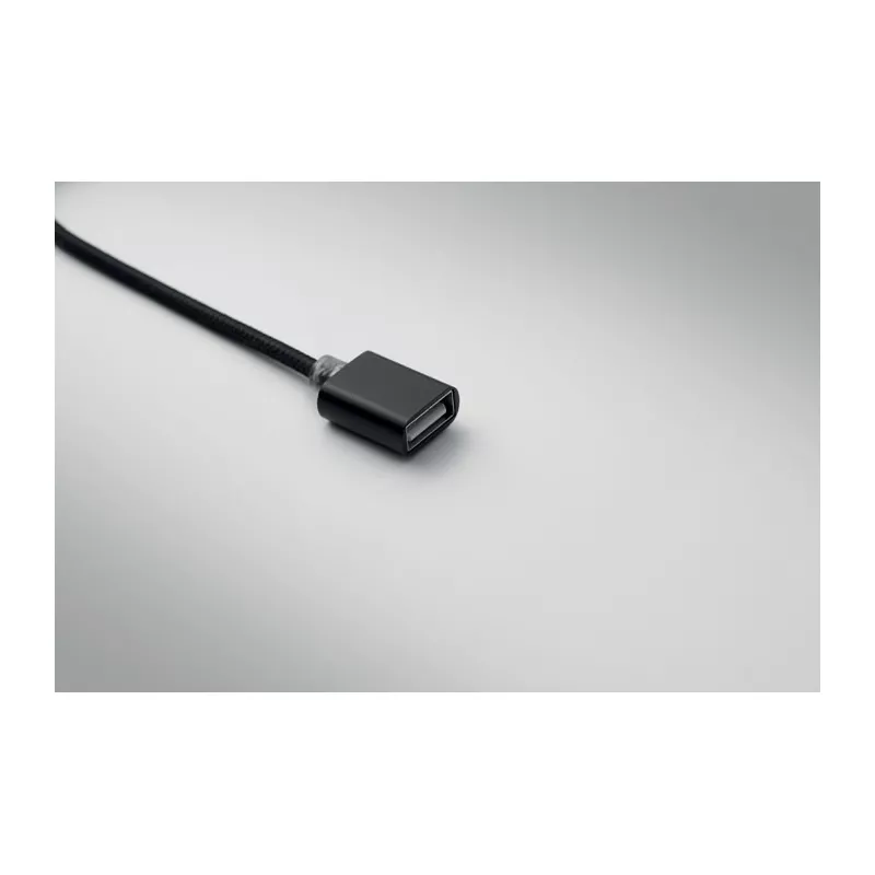 Brelok z kablem 3 w 1 i hubem USB aluminiowy HUBLUE - Czarny (MO3150-03)
