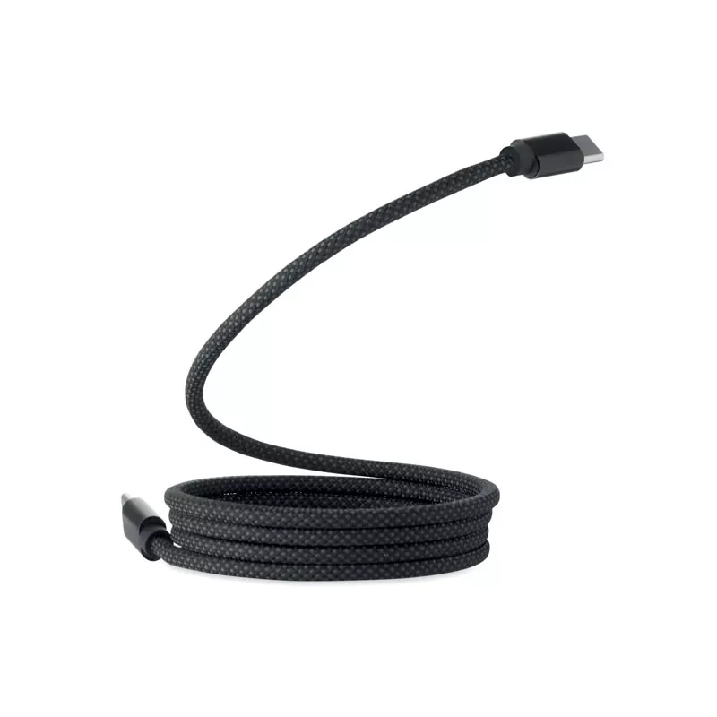 Kabel magnetyczny pleciony USB-C 60W z RPET BRAID - Czarny (MO2778-03)