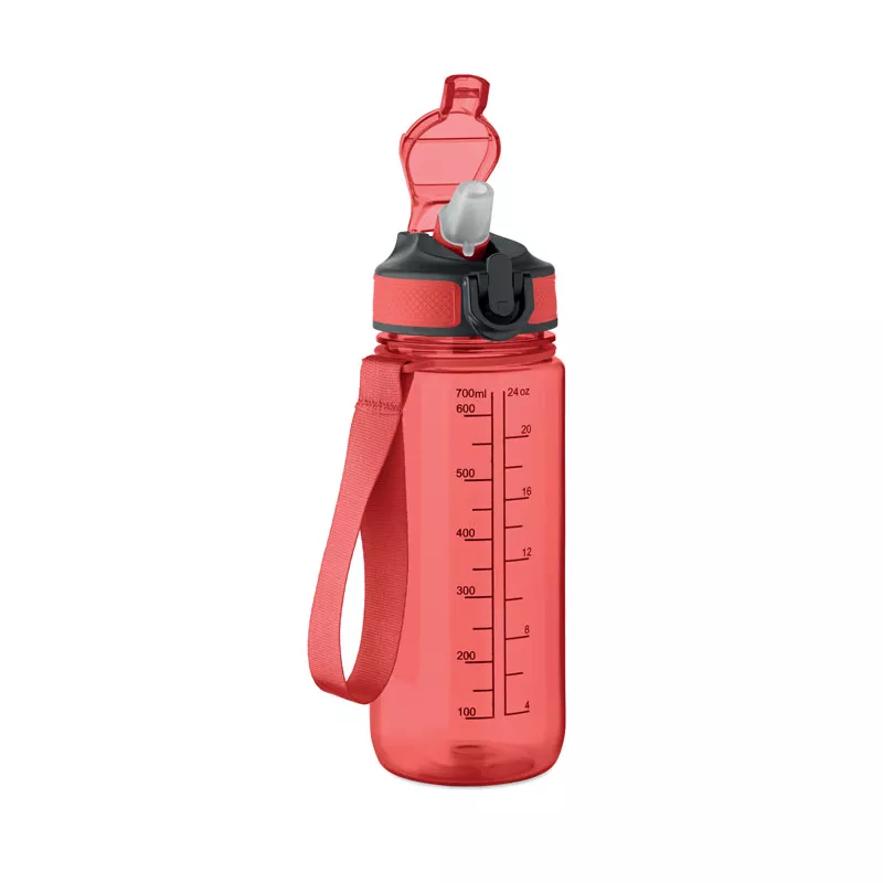 Butelka sportowa motywacyjna z RPET 700 ml ENKEL - Przezroczysty Czerwony (MO2792-25)