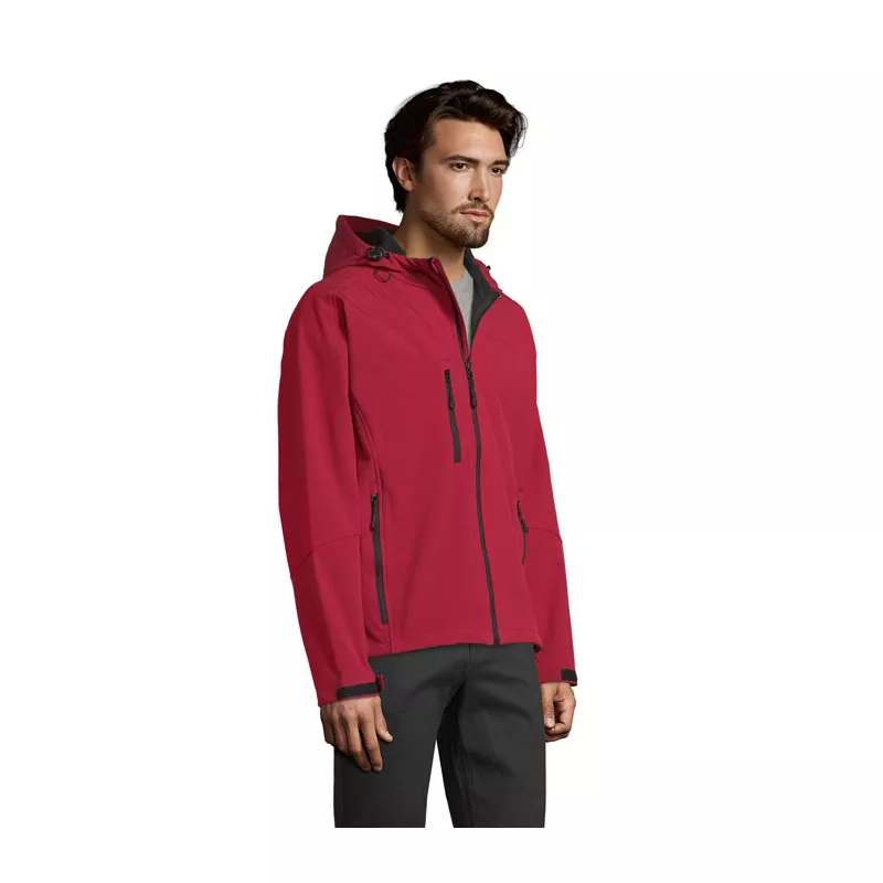 Softshell męski z kapturem 340 g/m² Sol's REPLAY MEN - Pepper Red (S46602-PE)