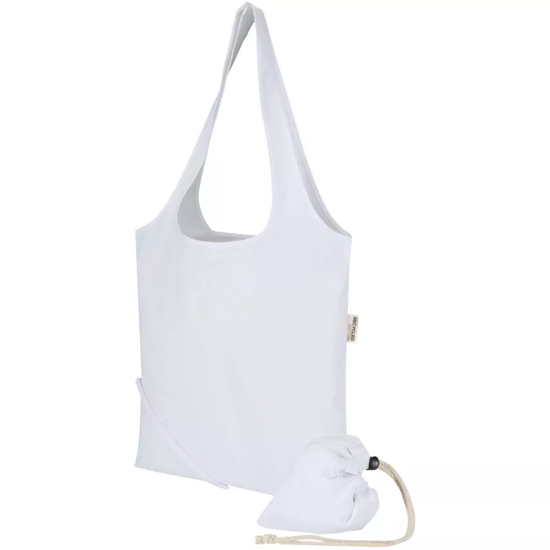 Madras Blend - torba na zakupy, wykonana z recyklingowanej baweły o gramaturze 140 g/m² posiadającej certyfikat GRS, składana - Biały (12080501)