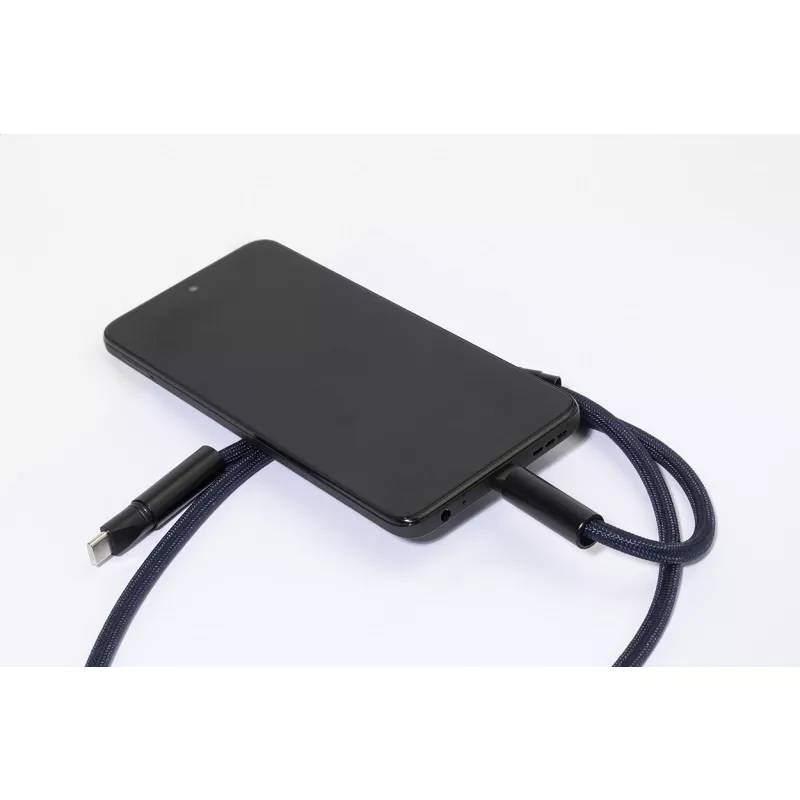 HolCharge smycz, uchwyt na telefon, kabel 60W RPET - ciemno niebieski (AP864133-06A)