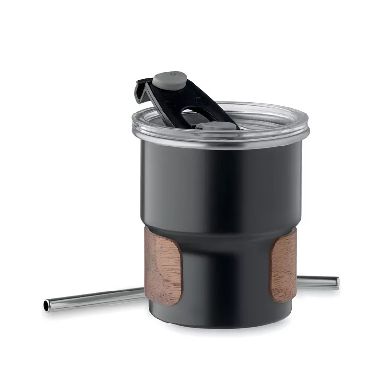 Kubek stalowy ze słomką 260 ml MATE - Czarny (MO2423-03)