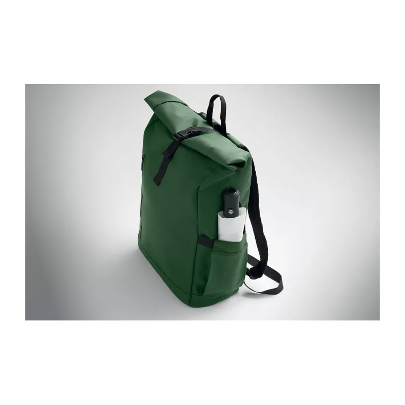 Plecak rolltop na laptop RPET 600D BANGKOK ROLL - Ciemnozielony (MO2643-60)