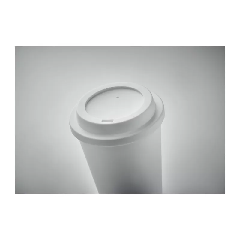 Kubek dwuścienny z PP z ustnikiem 300 ml NOLA - Bialy (MO6582-06)