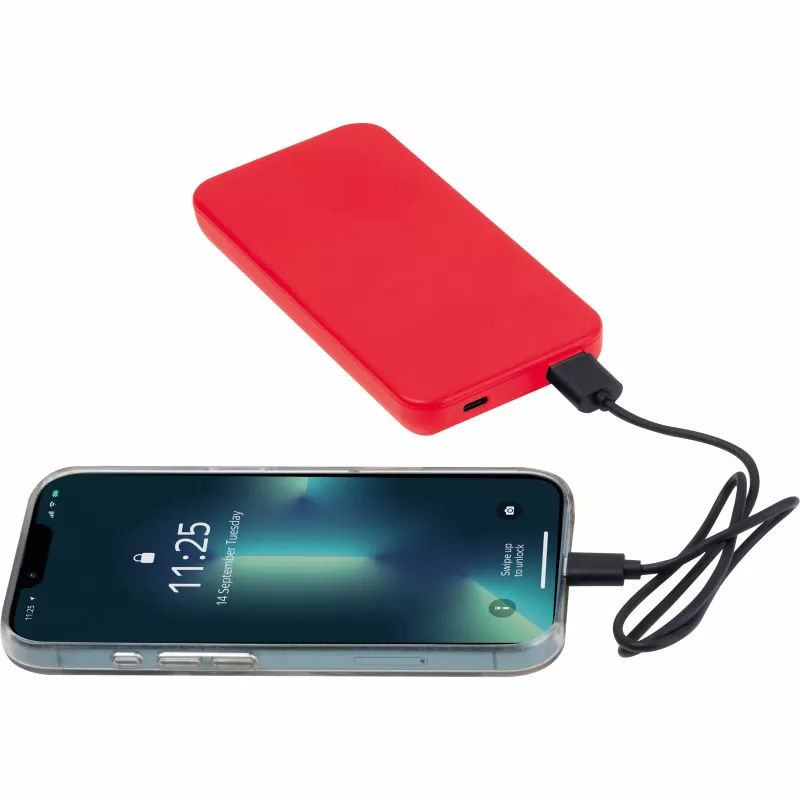 Power bank z ABS z recyklingu 10 000 mAh PRESTON - czerwony (3549405)