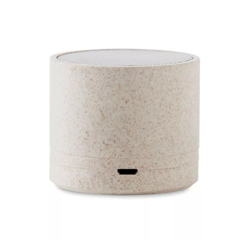 Głośnik bezprzewodowy 3W ze słomy ROUND BASS+ - Bezowy (MO9995-13)
