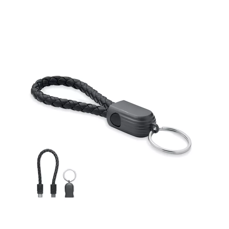 Brelok z kablem USB-C 60W FAULETI LOOP - Czarny (MO2647-03)