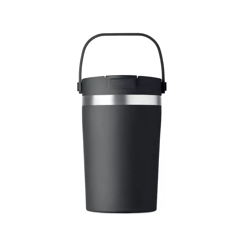Kubek termiczny ze słomką i paskiem 350 ml COZYCUP - Czarny (MO2922-03)