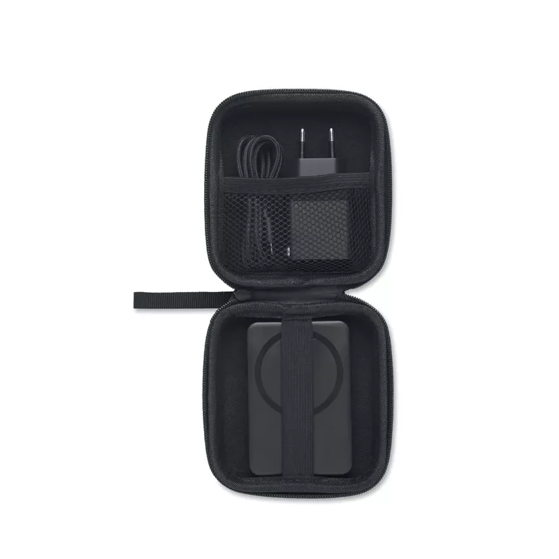 Zestaw z powerbankiem magnetycznym 5000 mAh ATLAS - Czarny (MO3177-03)