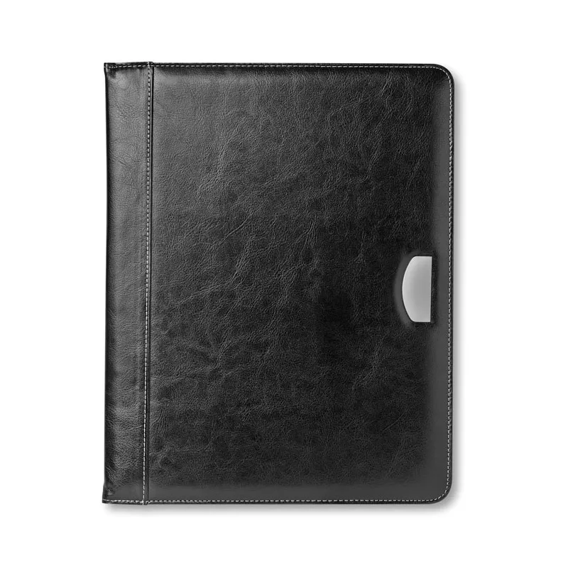 Teczka A4 z PU z notesem i metalową płytką BUSWE BIG - Czarny (IT3750-03)