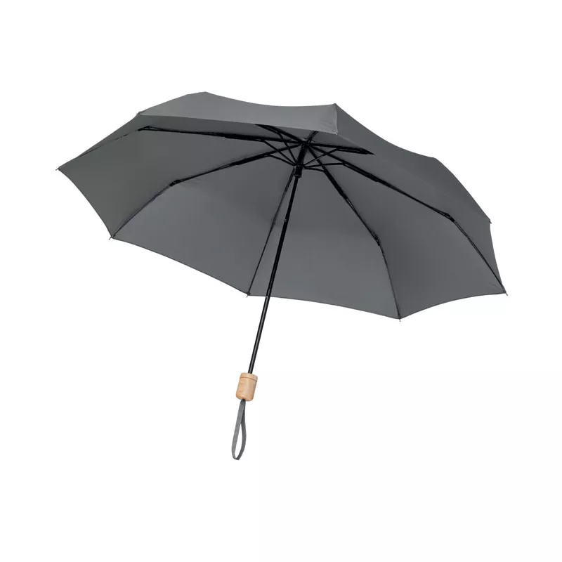 Parasol składany 21" z RPET z drewnianą rączką TRALEE - Szary (MO9604-07)