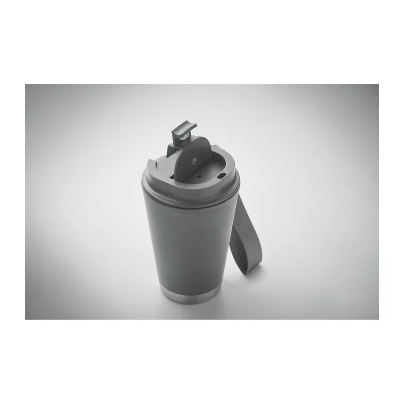 Kubek dwuścienny z PP z paskiem 300 ml TOPIZ - Kamienny Szary (MO2596-15)