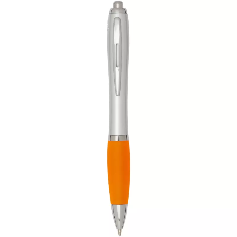 Nash długopis kulkowy z tworzyw sztucznych pochodzących z recyklingu z certyfikatem RCS, ze srebrnym korpusem i kolorowym uch - Pomarańczowy (10644931)