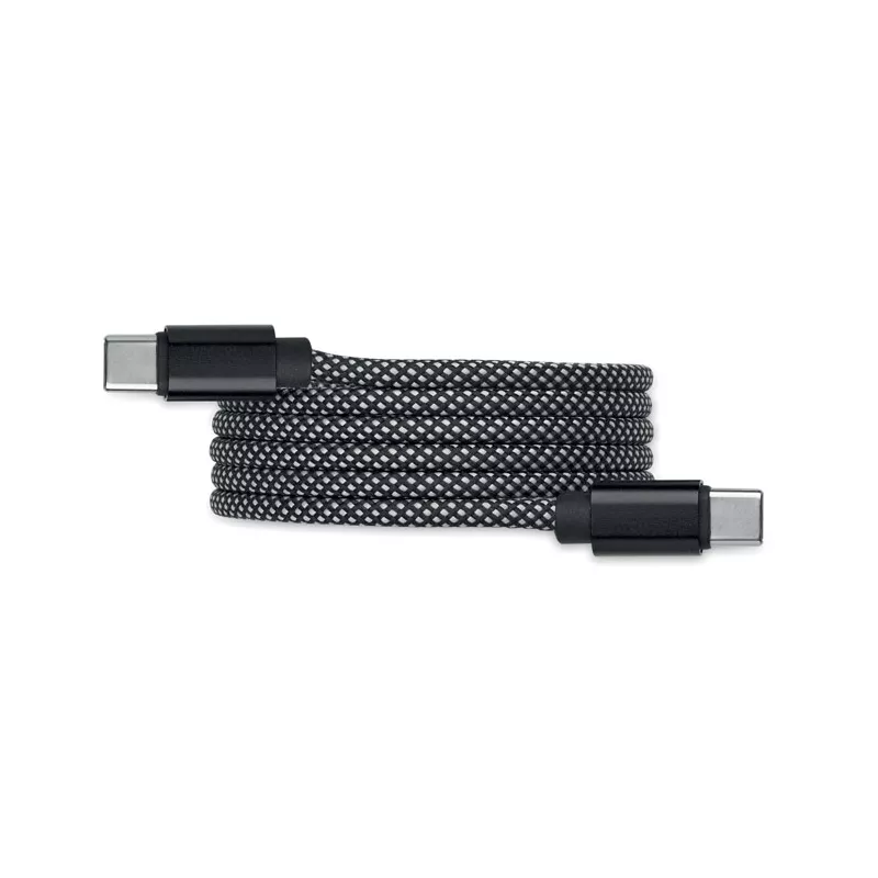 Kabel magnetyczny pleciony USB-C 60W z RPET BRAID - Bialy/Czarny (MO2778-33)