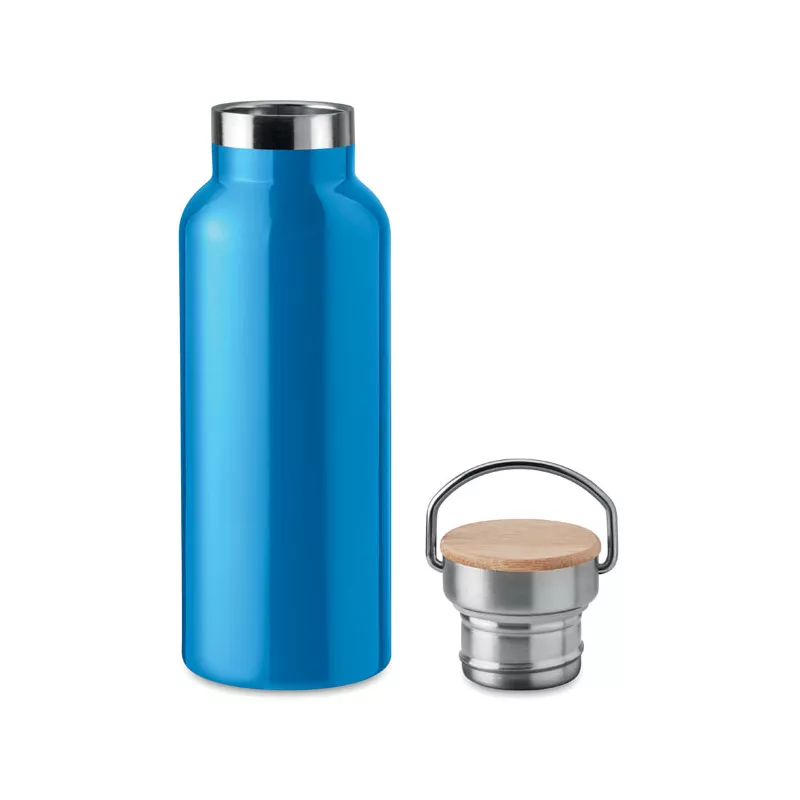 Termos dwuścienny z bambusową pokrywką 500 ml HELSINKI - Turkusowy (MO9431-12)