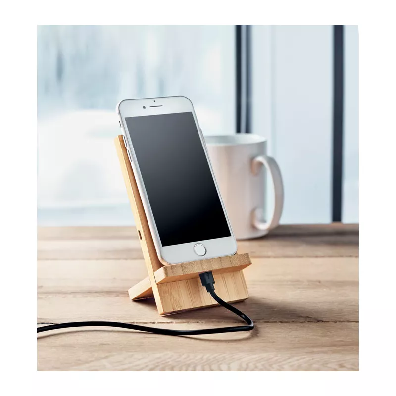 Ładowarka bezprzewodowa bambusowa 10W WHIPPY PLUS - Drewna (MO6277-40)