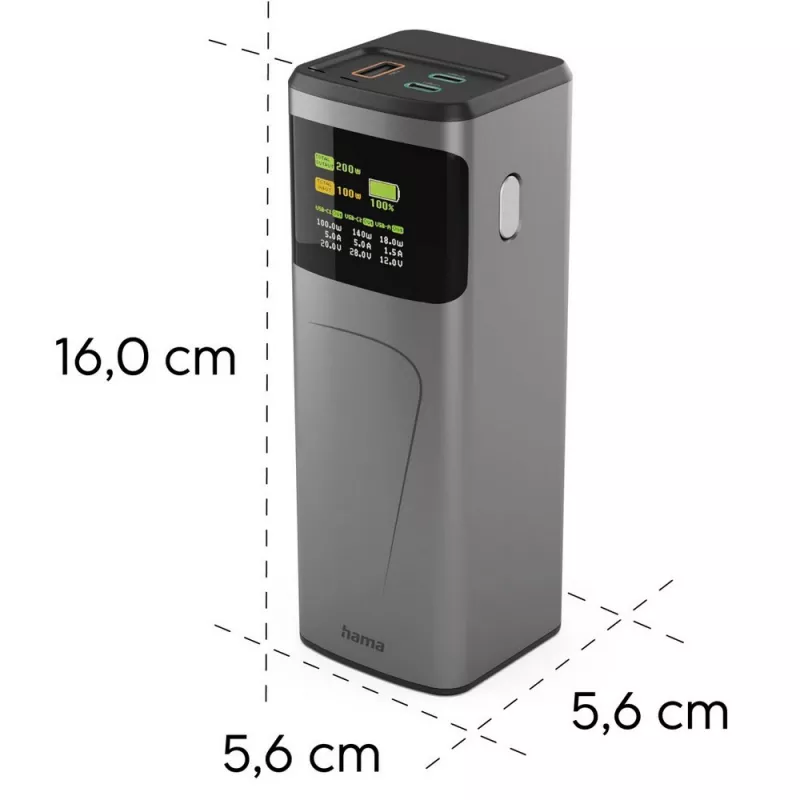 Power bank 24000 mAh Hama High Power 200W - grafitowy (VH030-15)