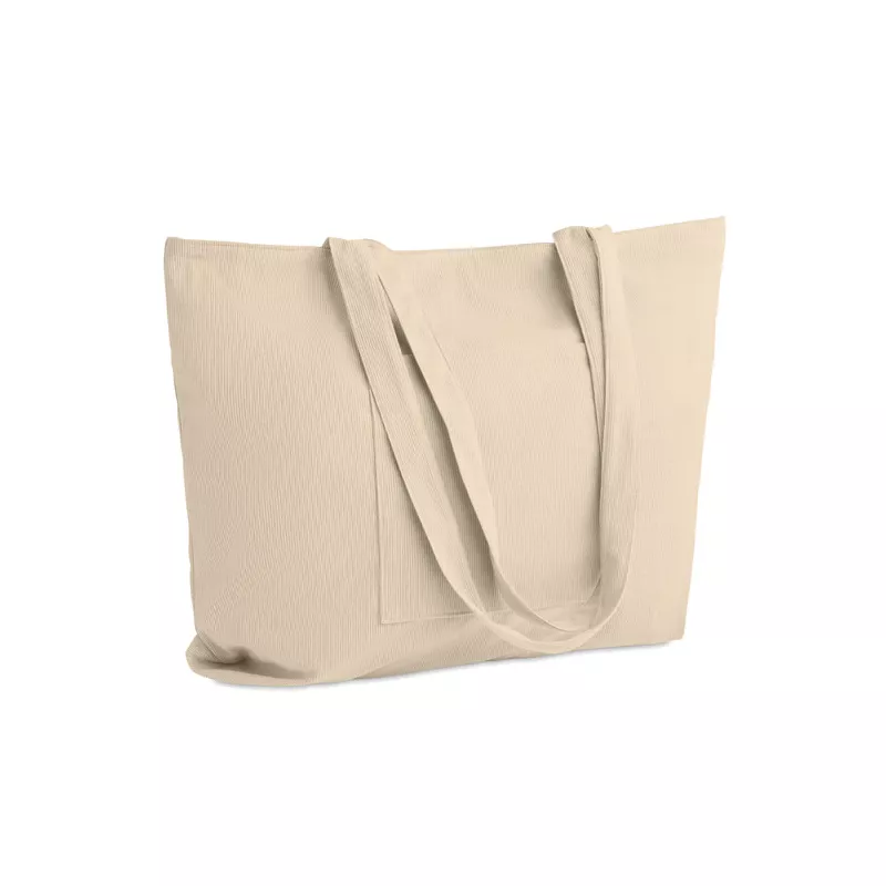 Torba sztruksowa duża z zamkiem 220 g/m² CORDY G - Bezowy (MO2875-13)