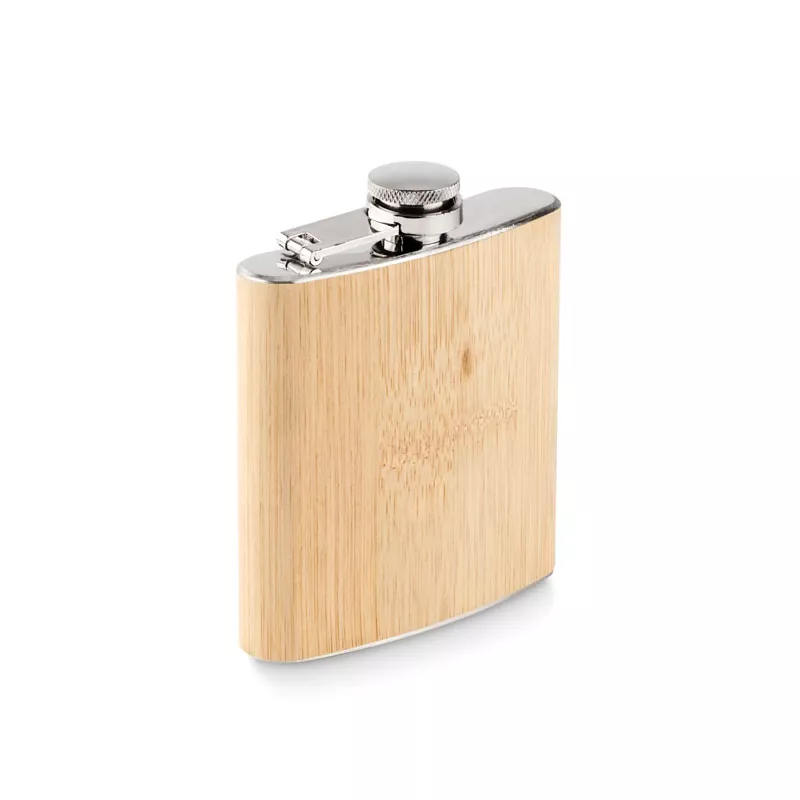 Piersiówka z bambusowym wykończeniem 170 ml HIPHIP - Bezowy (MO6356-13)