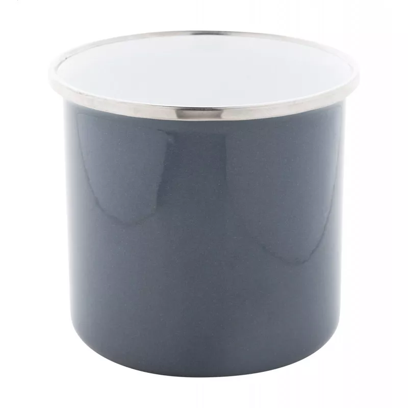 Kubek metalowy emaliowany w stylu vintage z obręczą ze stali nierdzewnej Enavint 300 ml - szary (AP808123-77)