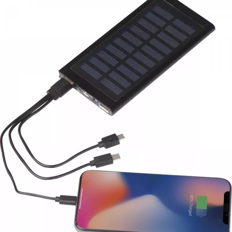 Power bank 8000 mAh solarny SAVERIO - czarny (3082403)
