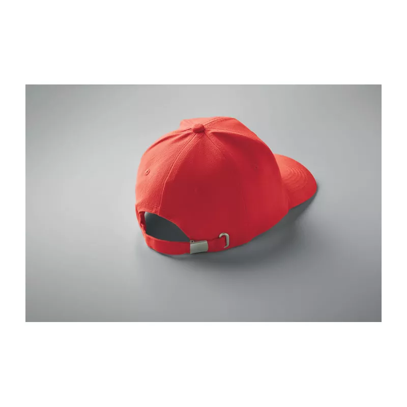 Czapka z daszkiem 6-panelowa 260 g/m² BUFFALO - Bialy/Czerwony (MO1464-35)