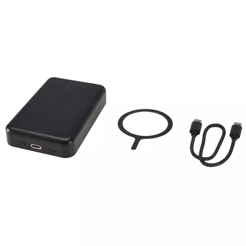 Acrab magnetyczny bezprzewodowy powerbank o pojemności 10 000 mAh i mocy 15 W z technologią 20 W PD — wykonany z tworzyw sztucznych pochodzących z recyklingu - Czarny (12444290)