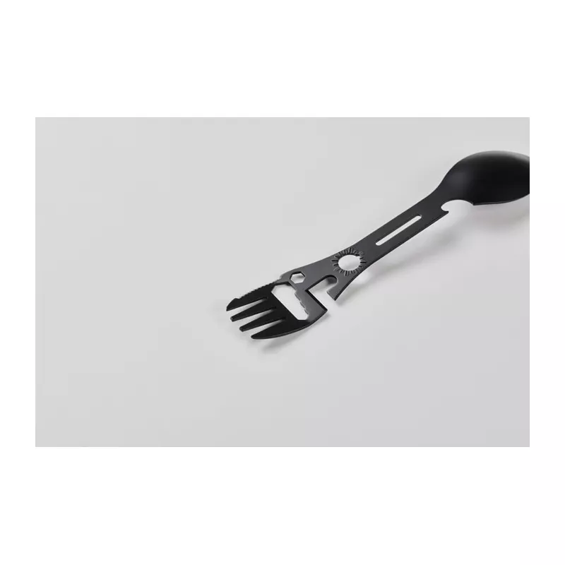 Multitool stalowy z łyżką i widelcem MUTOOL - Czarny (MO2862-03)