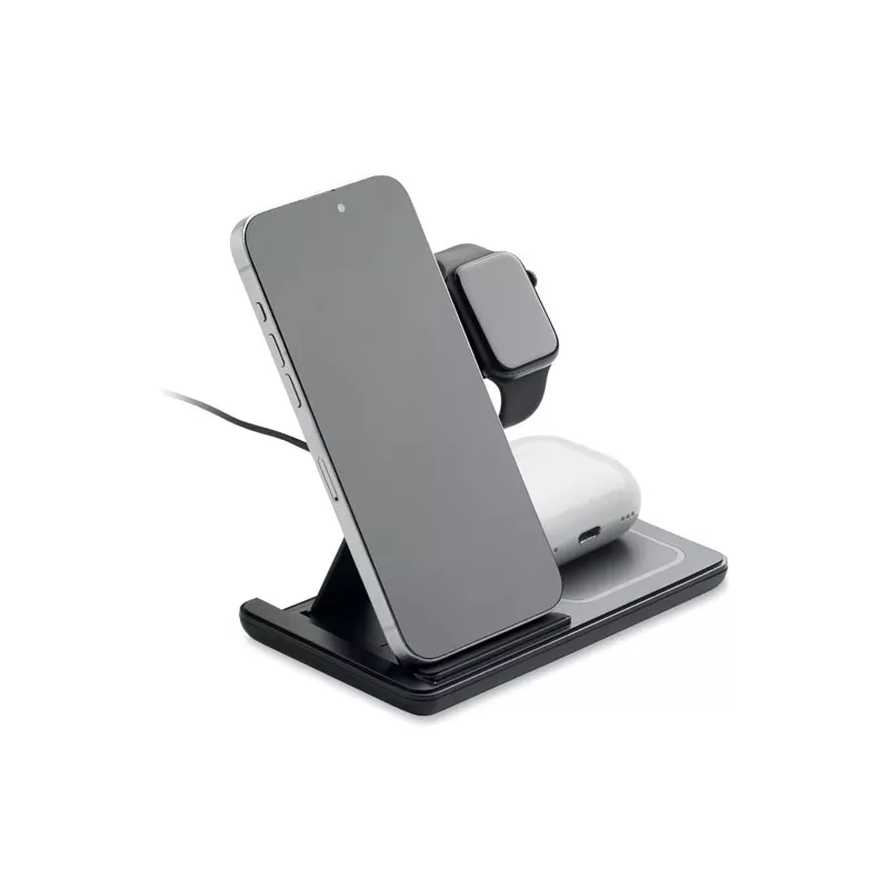 Ładowarka bezprzewodowa 3 w 1 składana 15W DOCK3 - Czarny (MO3172-03)