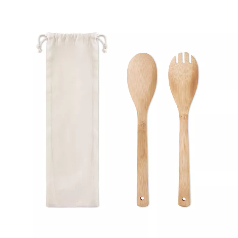Łyżki do sałatki bambusowe 2 szt. MAYEN SET - Bezowy (MO9903-13)