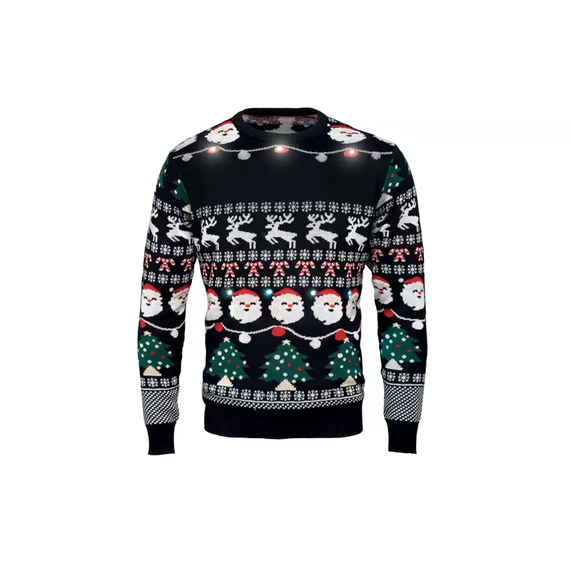 Sweter świąteczny z 10 lampkami LED S/M SHAMIS - Czarny (CX1553-03)