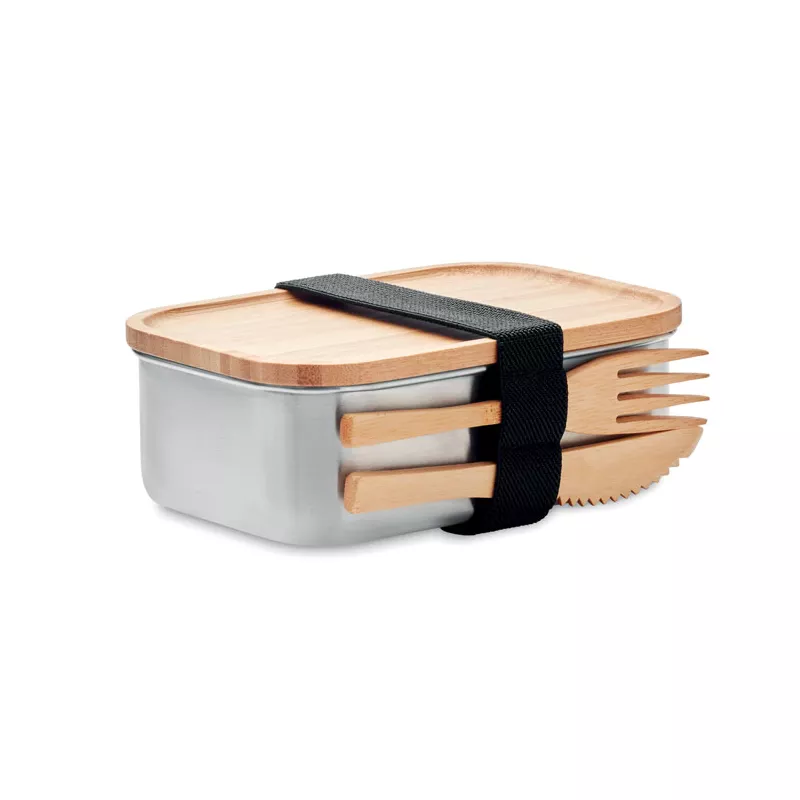 Lunchbox stalowy z bambusową pokrywką 600 ml SAVANNA - Drewna (MO9967-40)