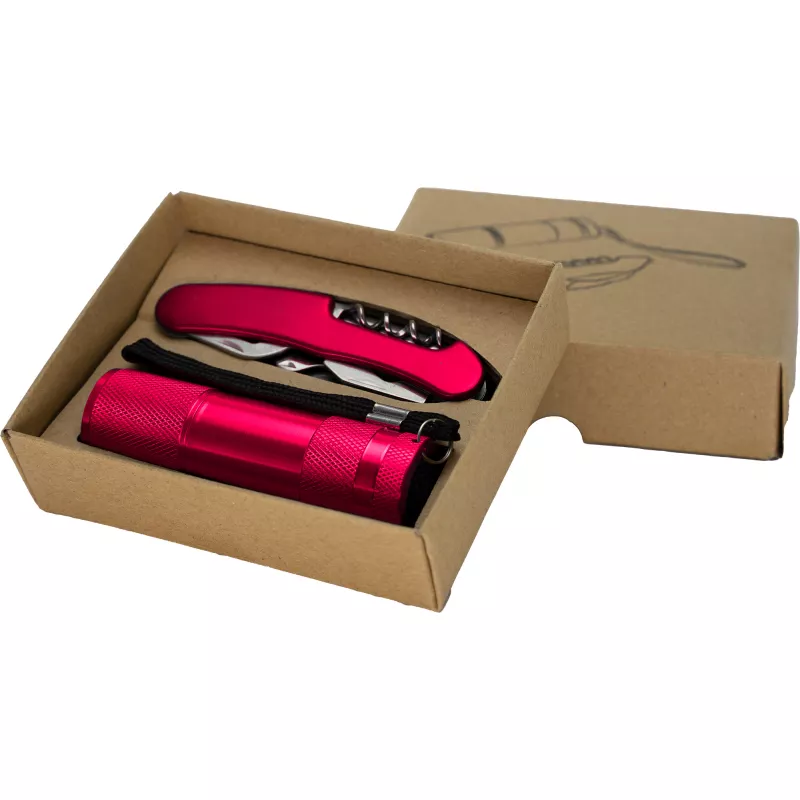 Zestaw latarka i scyzoryk DOVER - czerwony (337205)